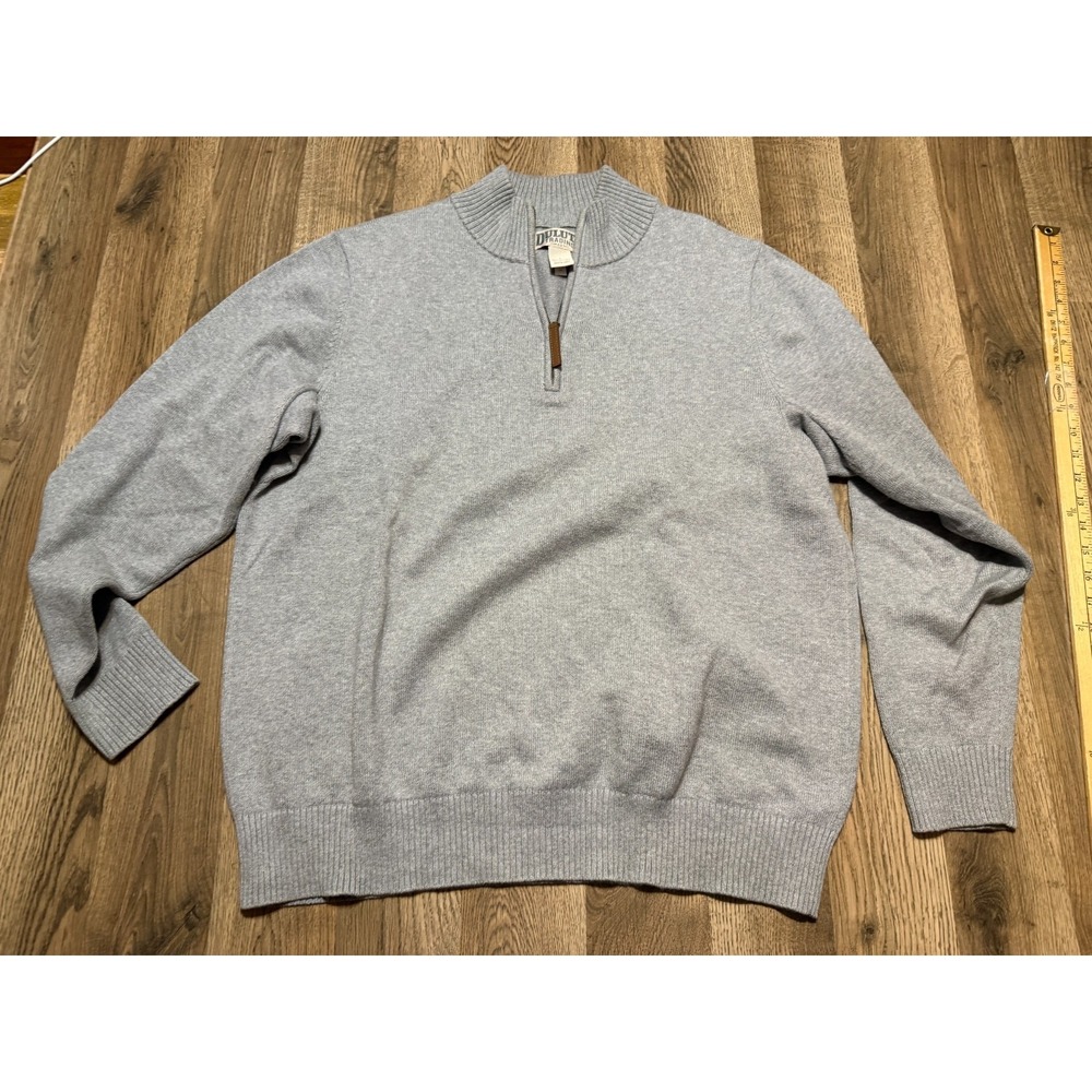 Duluth Trading Co. Sweater, Men's Size Large, Gray, Pullover, 1/4 Zipper